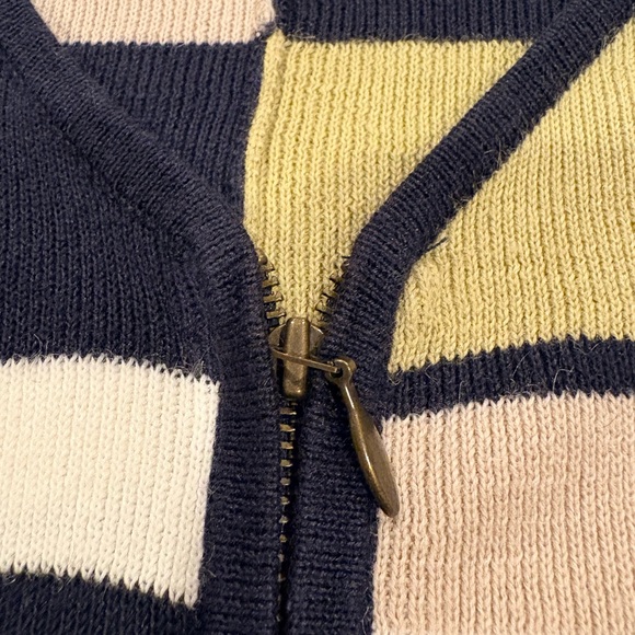 Christopher & Banks Striped Cardigan - Navy, Olive, Cream - Picture 4 of 7